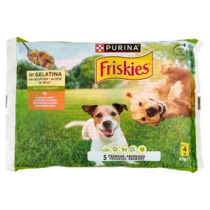 PURINA FRISKIES In Gelatina Con Pollo e Piselli 4×85 g