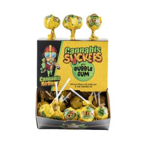 Cannabis Airlines Cannabis Suckers with Bubble Gum – Cannabis Sativa L. oil-infused lollipops