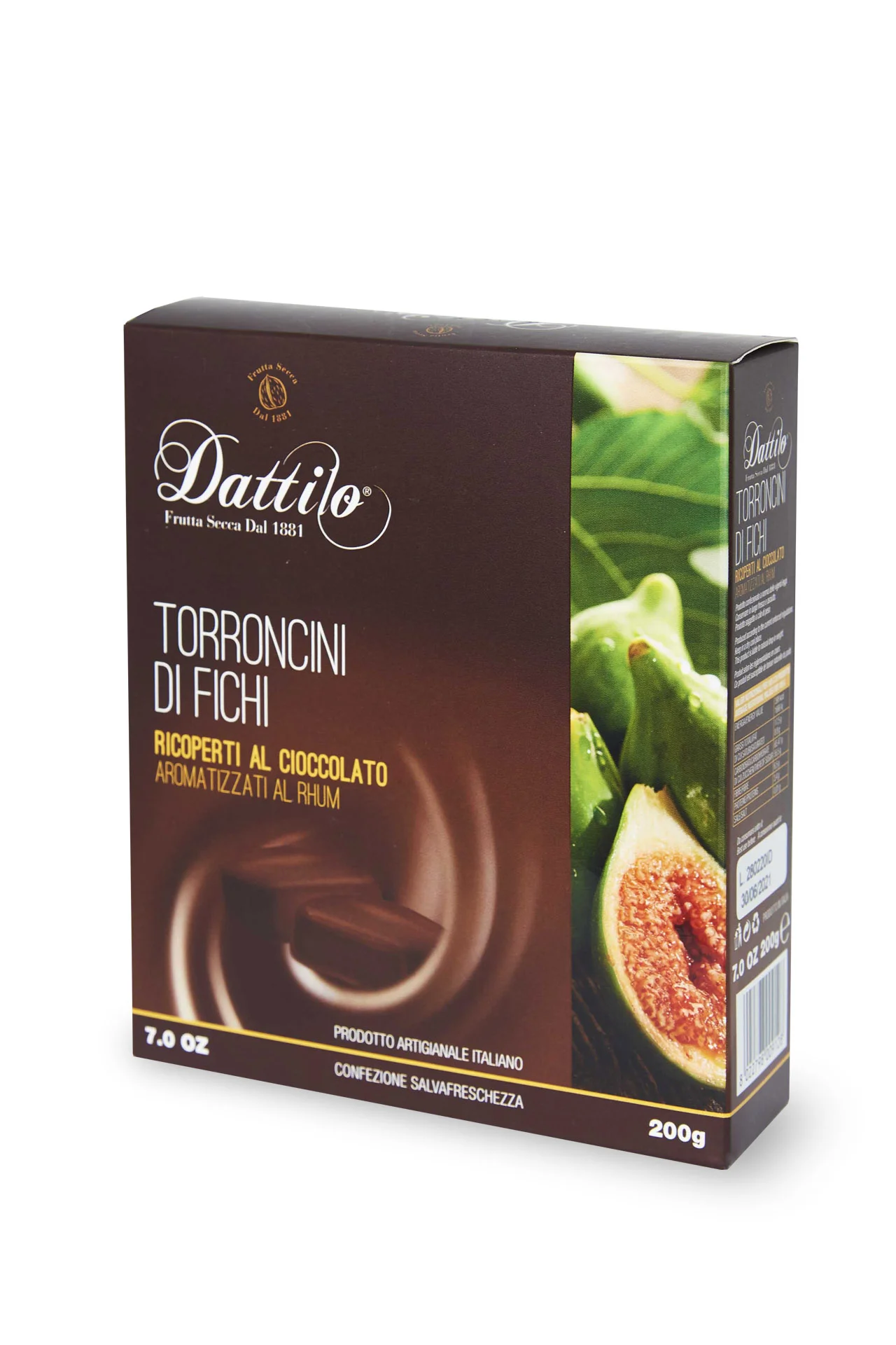 Fig nougat rum-flavoured and covered with chocolate