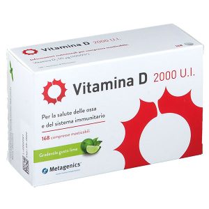 Metagenics Vitamina D 2000 UI Integratore Alimentare Ossa e Sistema Immunitario 168 Compresse Masticabili